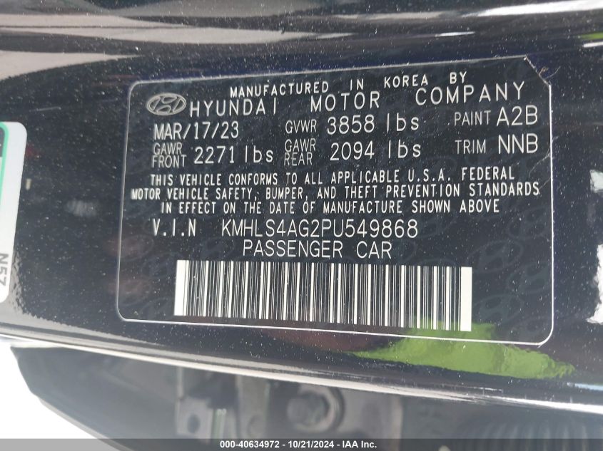 2023 Hyundai Elantra Sel VIN: KMHLS4AG2PU549868 Lot: 40634972