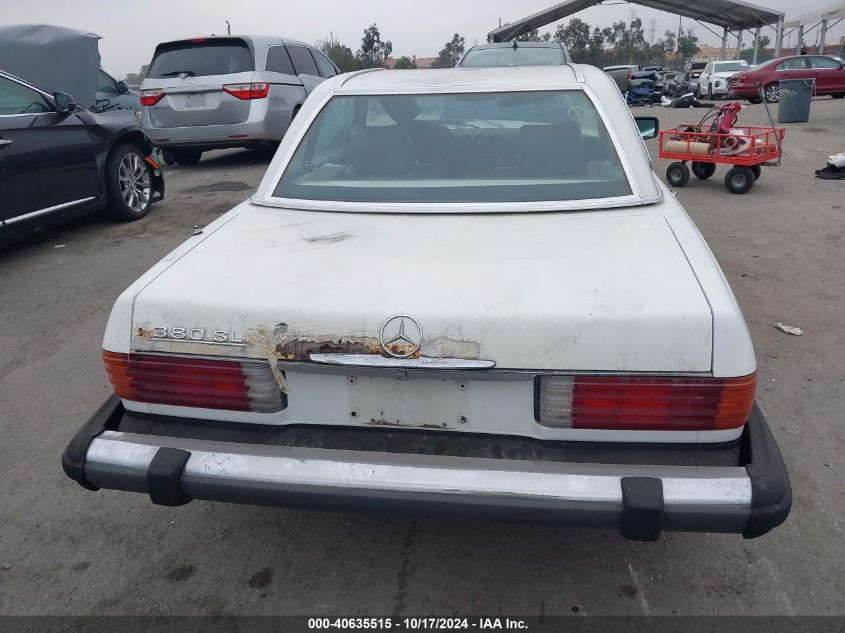 1982 Mercedes-Benz 380 Sl VIN: WDBBA45A5CB01643 Lot: 40635515