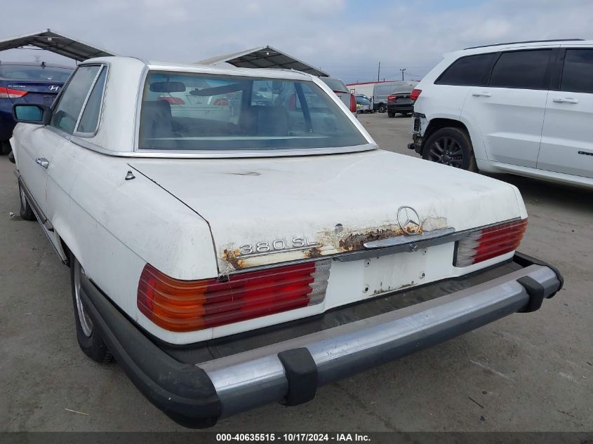 1982 Mercedes-Benz 380 Sl VIN: WDBBA45A5CB01643 Lot: 40635515