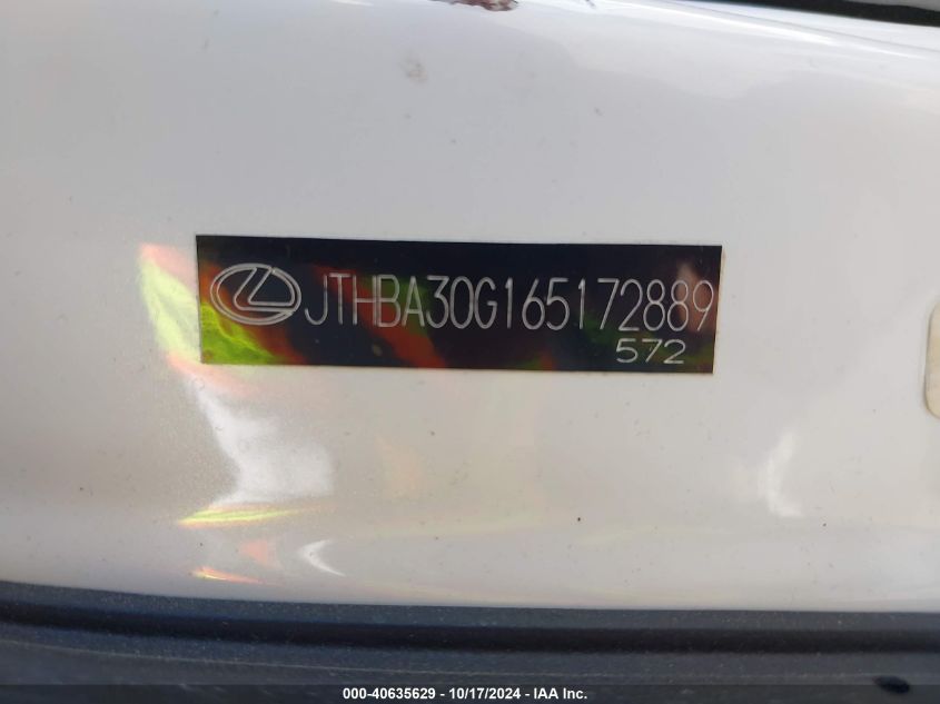 2006 Lexus Es 330 VIN: JTHBA30G165172889 Lot: 40635629