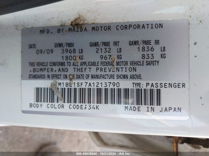 2010 Mazda Mazda3 I Sport VIN: JM1BL1SF7A1213790 Lot: 40636640