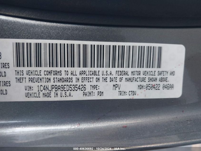 VIN 1C4NJPBA9ED535426 2014 Jeep Patriot, Sport no.9