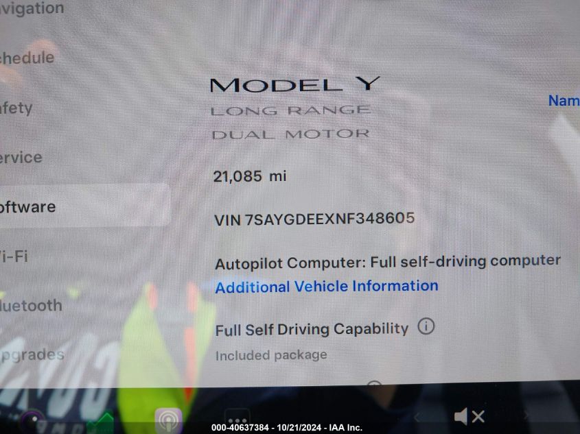 2022 Tesla Model Y Long Range Dual Motor All-Wheel Drive VIN: 7SAYGDEEXNF348605 Lot: 40637384