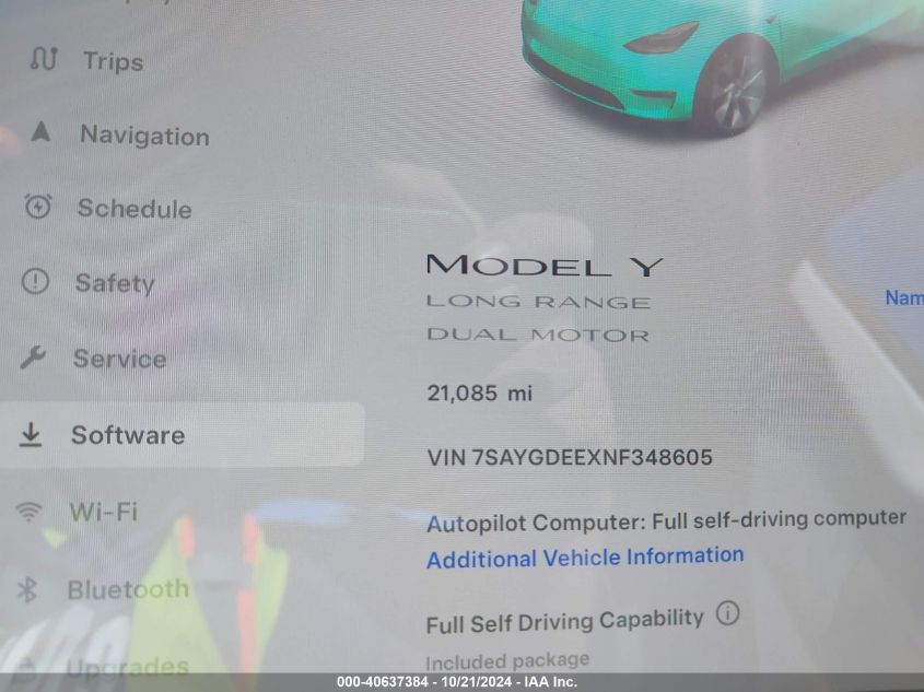 2022 Tesla Model Y Long Range Dual Motor All-Wheel Drive VIN: 7SAYGDEEXNF348605 Lot: 40637384