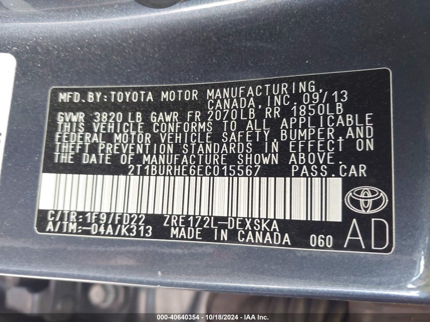 2014 TOYOTA COROLLA S PLUS - 2T1BURHE6EC015567