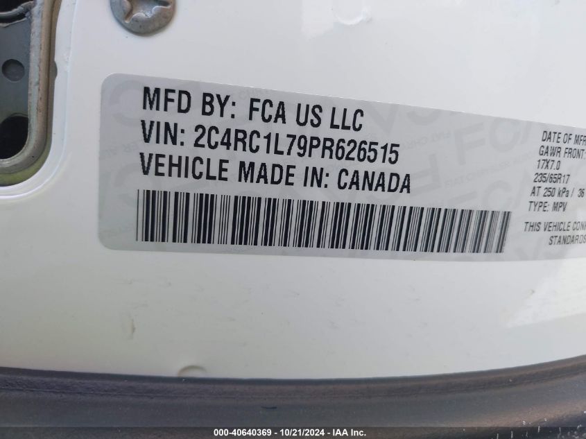 2023 Chrysler Pacifica Hybrid Touring L VIN: 2C4RC1L79PR626515 Lot: 40640369