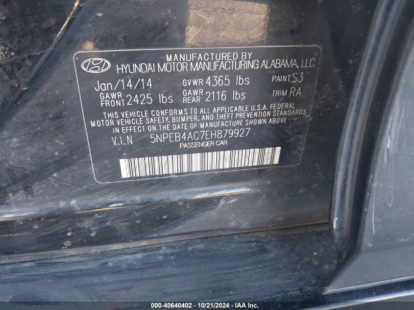 2014 HYUNDAI SONATA GLS - 5NPEB4AC7EH879927