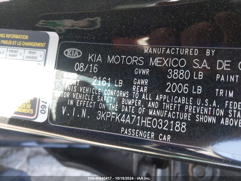2017 KIA FORTE LX - 3KPFK4A71HE032188