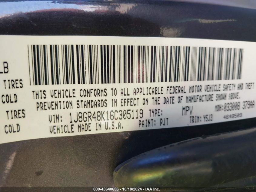 2006 Jeep Grand Cherokee Laredo VIN: 1J8GR48K16C305119 Lot: 40640655