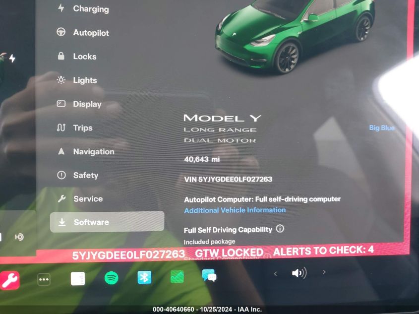 2020 Tesla Model Y Long Range Dual Motor All-Wheel Drive VIN: 5YJYGDEE0LF027263 Lot: 40640660