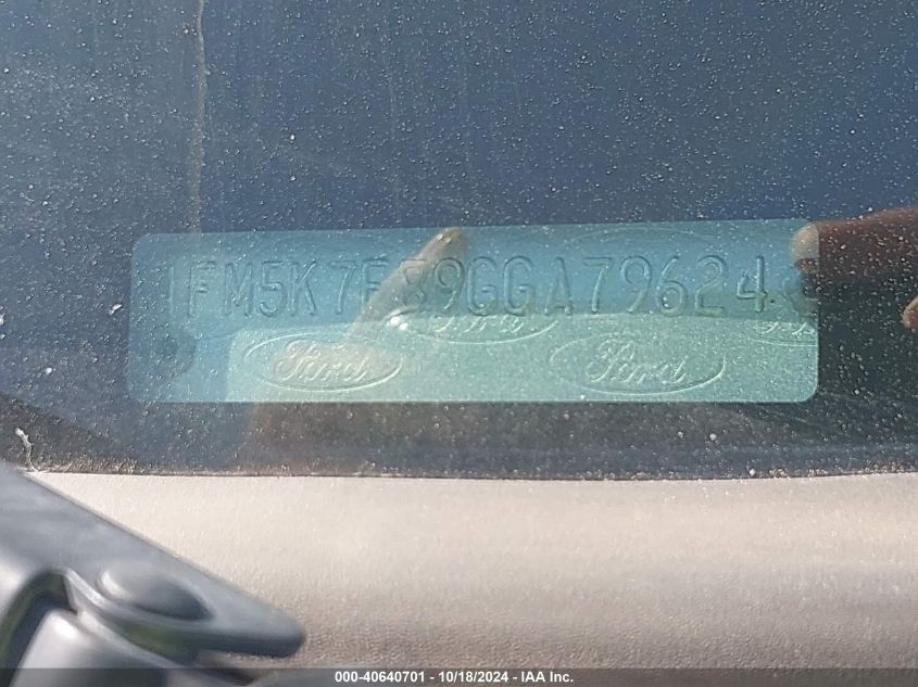 2016 FORD EXPLORER LIMITED - 1FM5K7F89GGA79624