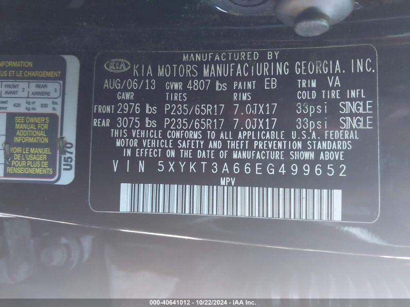 2014 KIA SORENTO LX - 5XYKT3A66EG499652