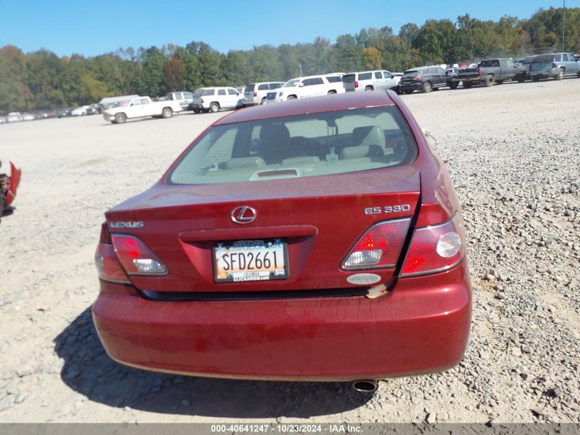 2004 Lexus Es 330 VIN: JTHBA30G845053136 Lot: 40641247