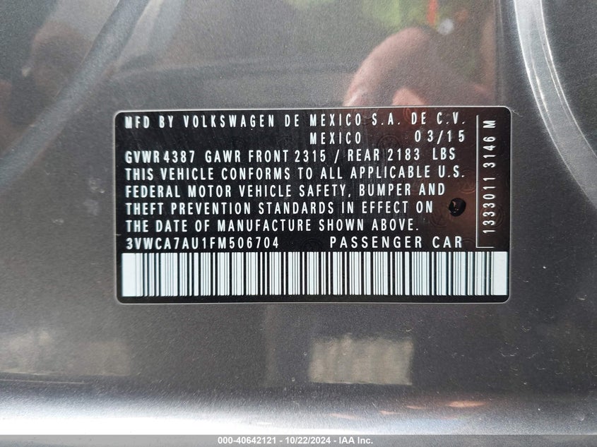 2015 VOLKSWAGEN GOLF SPORTWAGEN TDI S 4-DOOR - 3VWCA7AU1FM506704