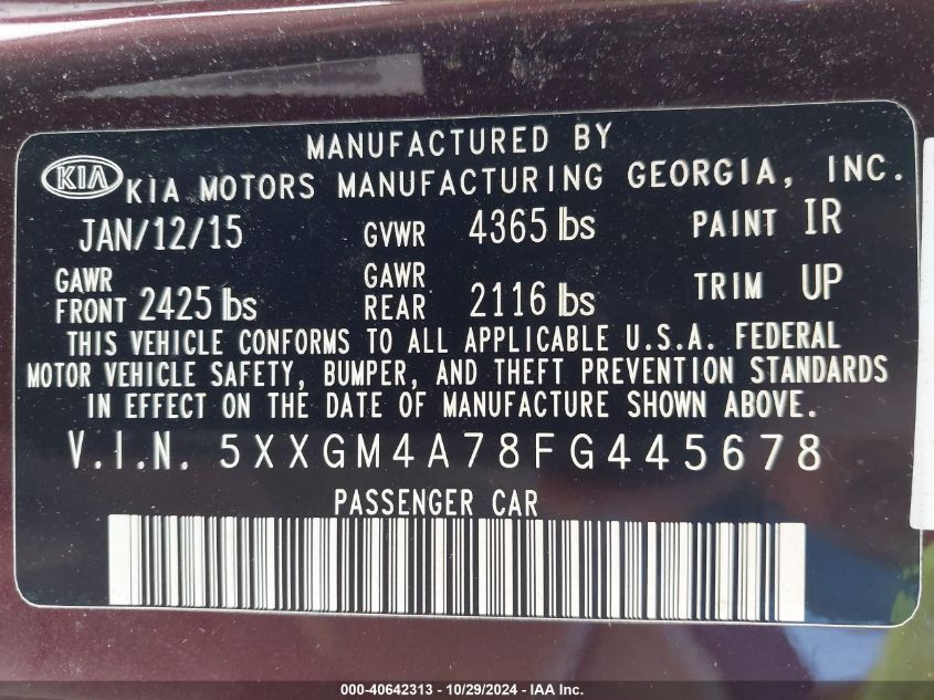 2015 KIA OPTIMA LX - 5XXGM4A78FG445678