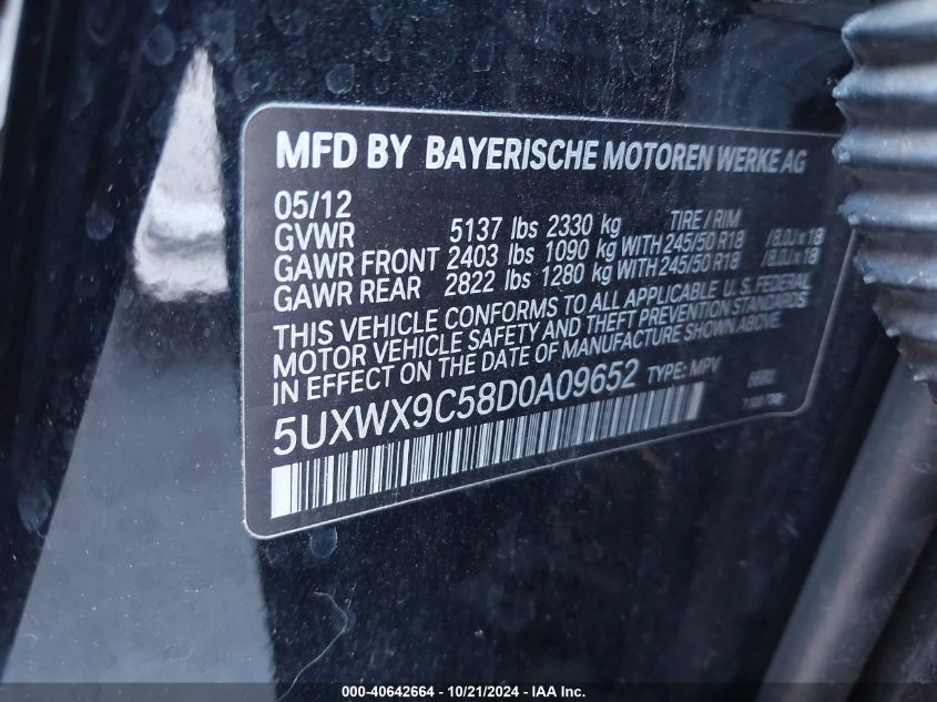 2013 BMW X3 XDRIVE28I - 5UXWX9C58D0A09652