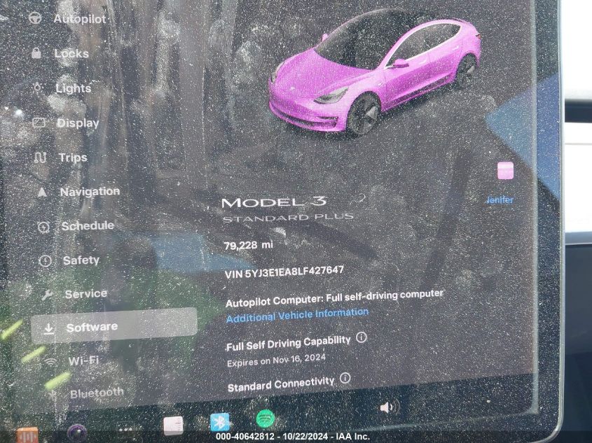 2020 Tesla Model 3 Standard Range Plus Rear-Wheel Drive/Standard Range Rear-Wheel Drive VIN: 5YJ3E1EA8LF427647 Lot: 40642812