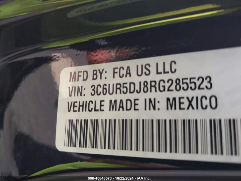 2024 Ram 2500 Big Horn 4X4 6'4 Box VIN: 3C6UR5DJ8RG285523 Lot: 40643573