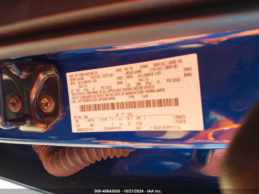2018 FORD F-150 XLT - 1FTEW1C51JFD01456
