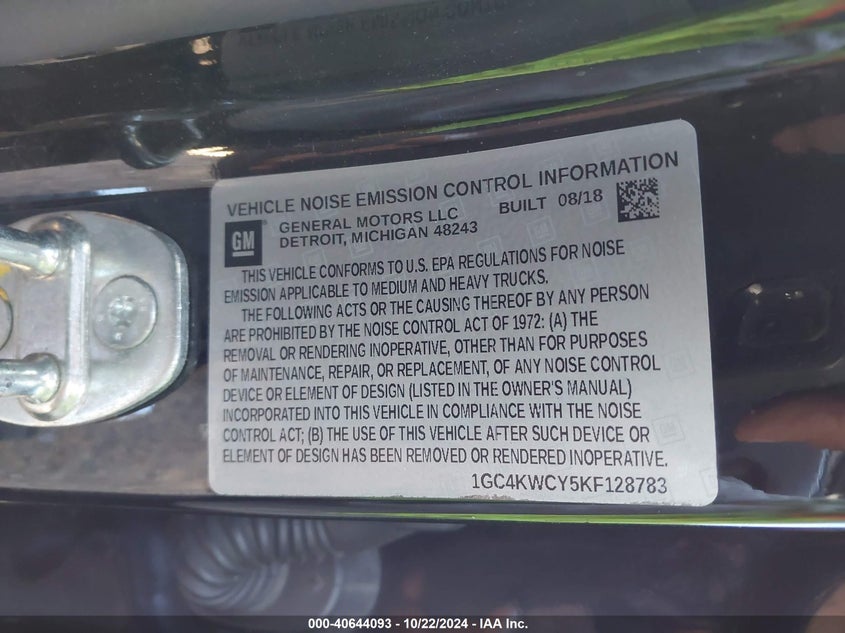1GC4KWCY5KF128783 2019 CHEVROLET SILVERADO photo no. 9