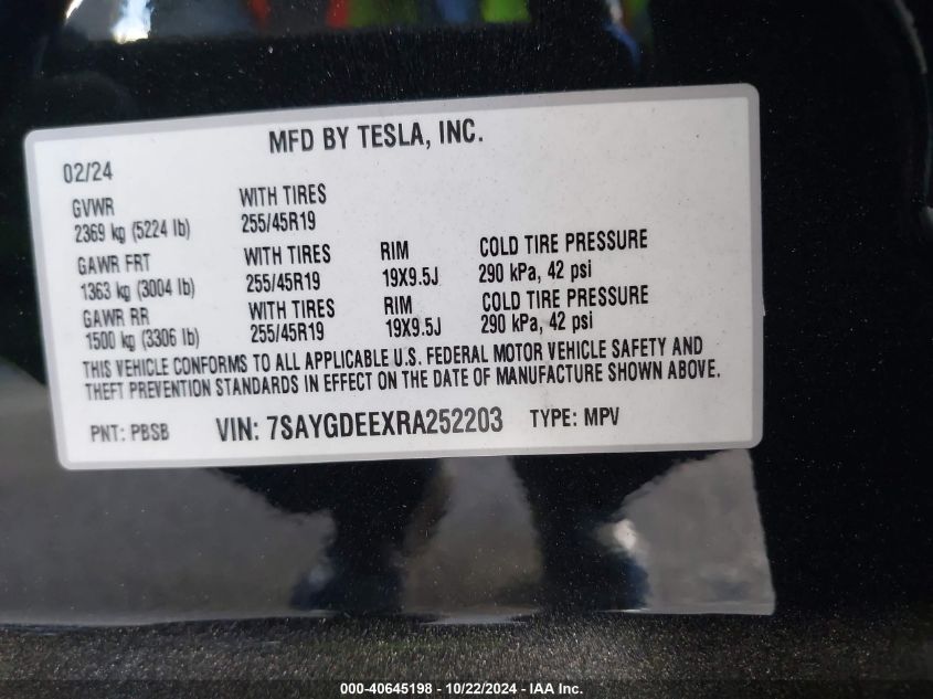 2024 TESLA MODEL Y LONG RANGE DUAL MOTOR ALL-WHEEL DRIVE - 7SAYGDEEXRA252203