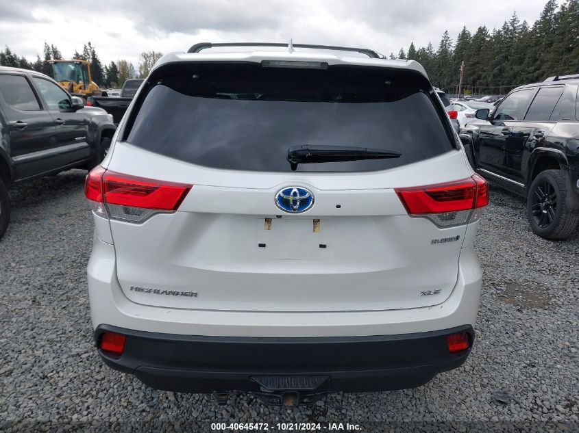 2018 Toyota Highlander Hybrid Xle VIN: 5TDJGRFH7JS041516 Lot: 40645472