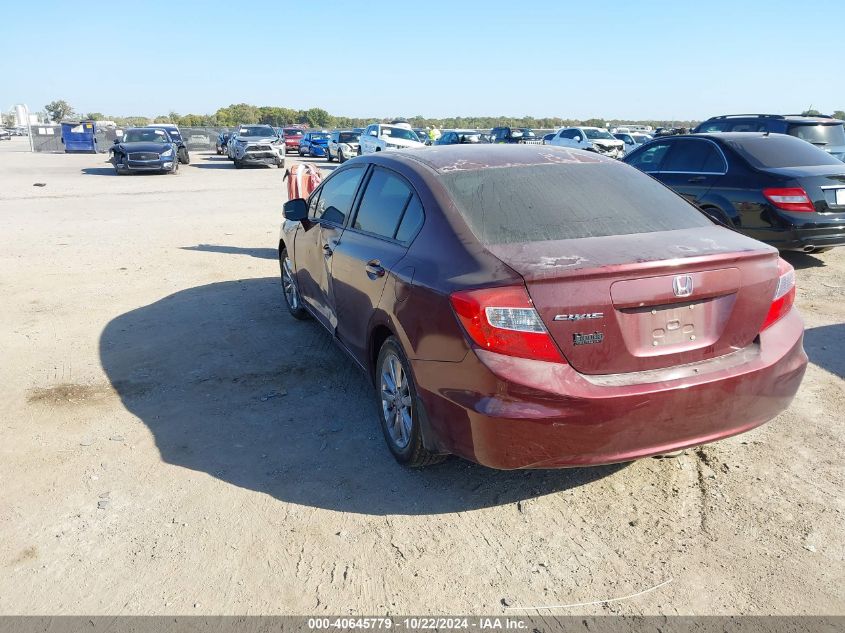 2012 Honda Civic Ex VIN: 2HGFB2F83CH592539 Lot: 40645779