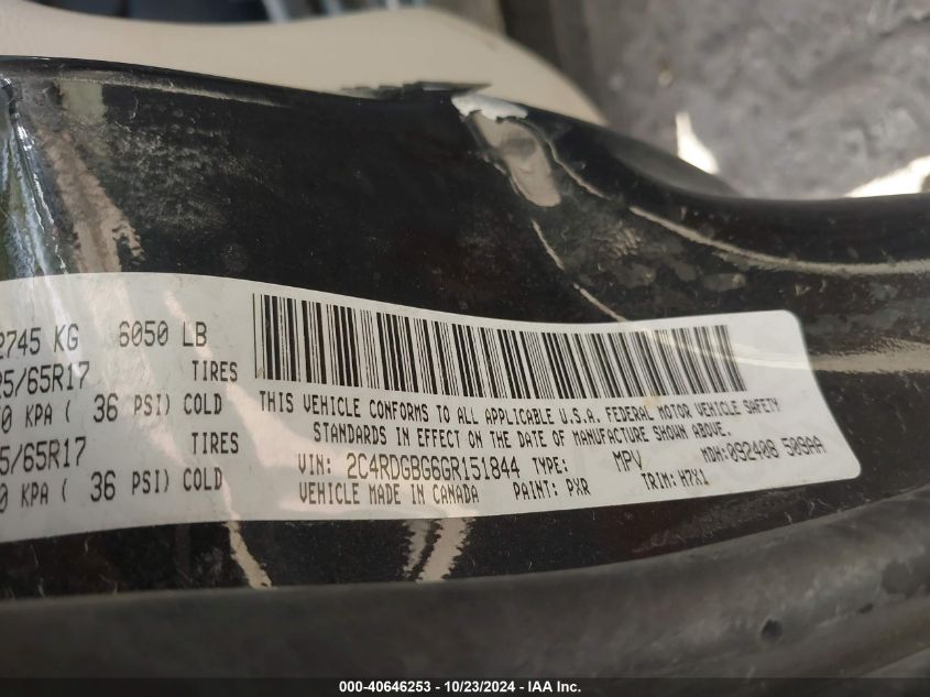 2016 DODGE GRAND CARAVAN SE - 2C4RDGBG6GR151844