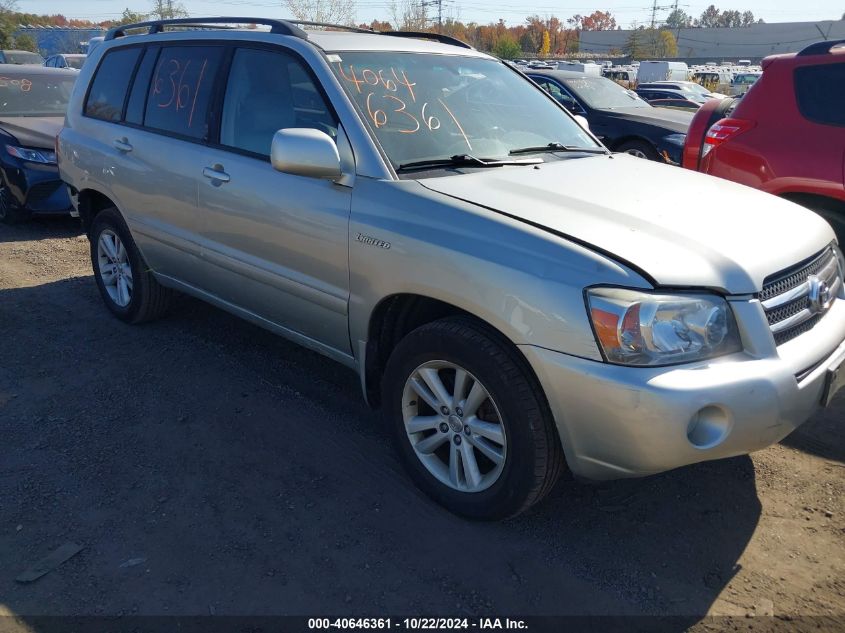 2006 Toyota Highlander Hybrid Limited V6 VIN: JTEEW21A060011382 Lot: 40646361