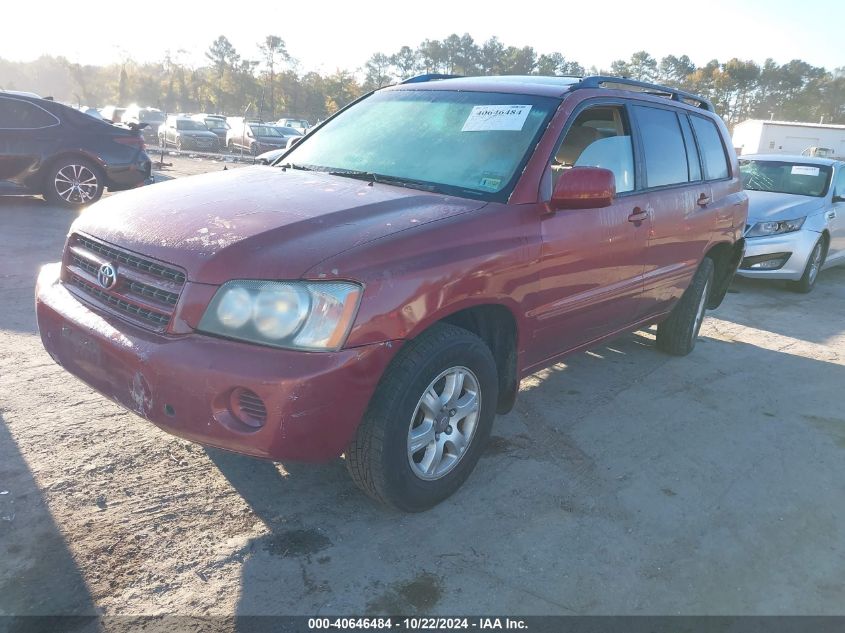 2001 Toyota Highlander VIN: JTEHD21A310001960 Lot: 40646484