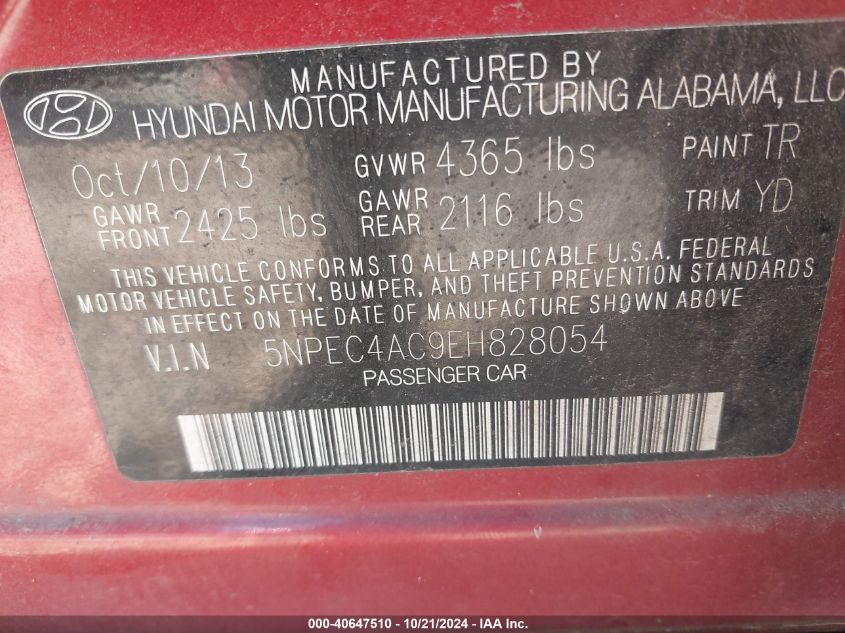 2014 HYUNDAI SONATA LIMITED - 5NPEC4AC9EH828054