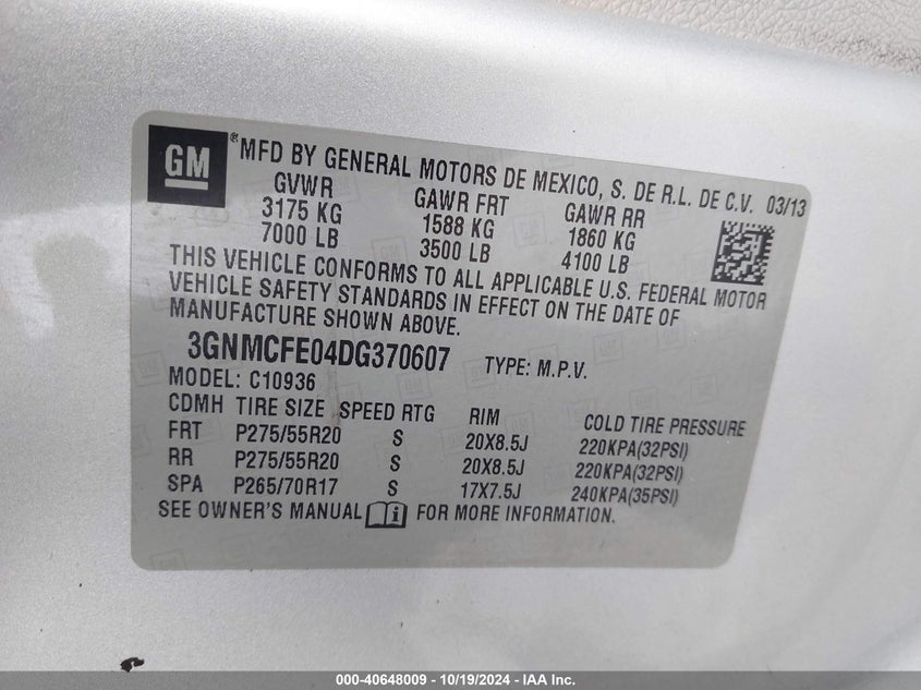 2013 CHEVROLET AVALANCHE LT - 3GNMCFE04DG370607