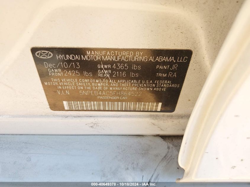 2014 HYUNDAI SONATA GLS - 5NPEB4AC5EH864522