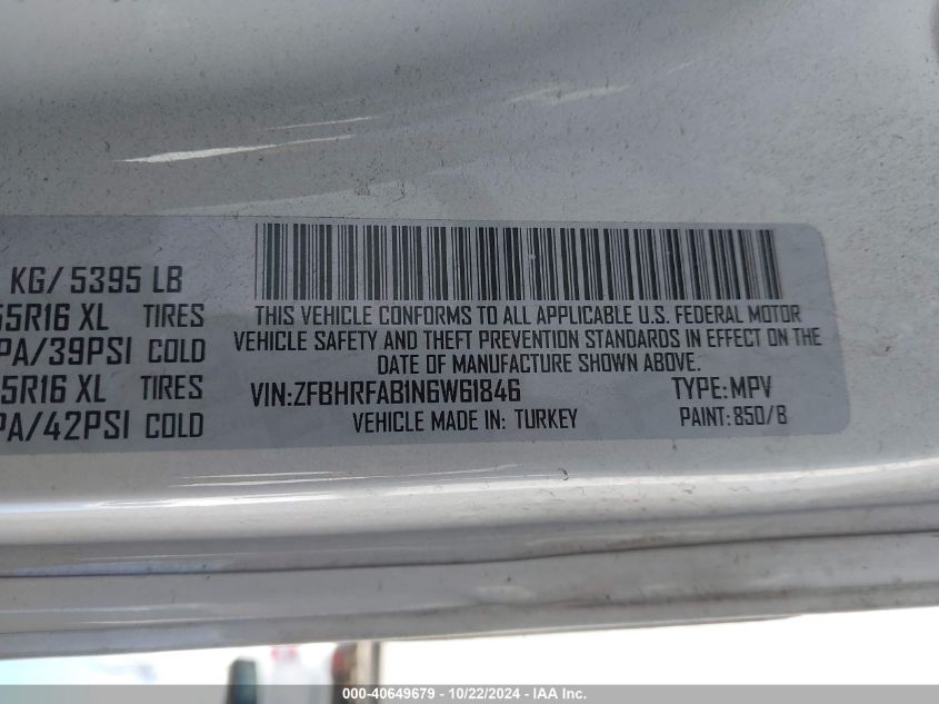 2022 Ram Promaster City Wagon VIN: ZFBHRFAB1N6W61846 Lot: 40649679