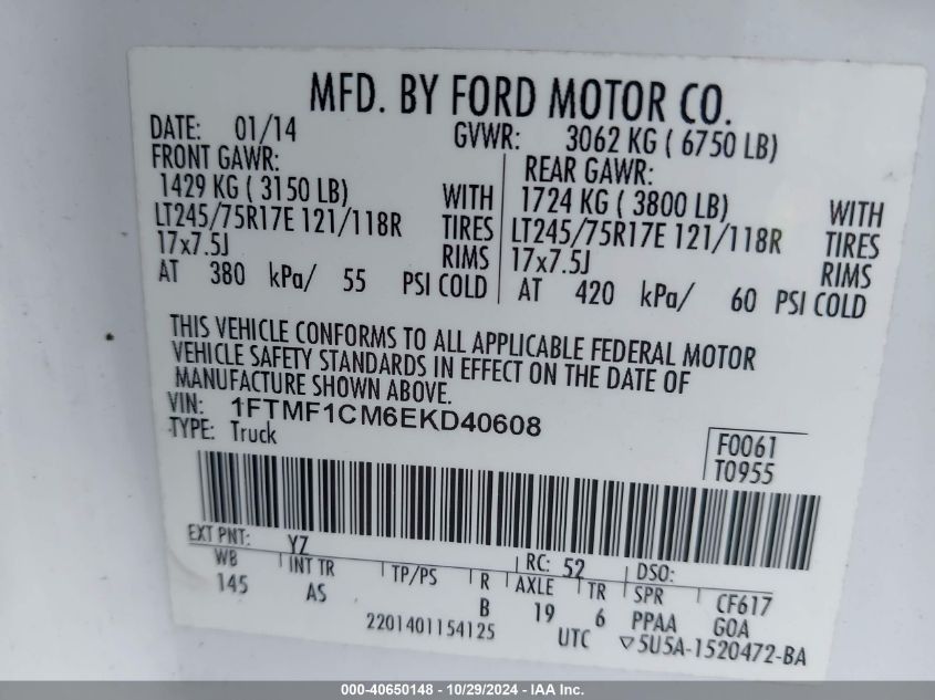 2014 FORD F-150 XL - 1FTMF1CM6EKD40608