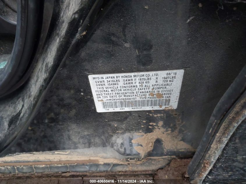 2017 HONDA FIT LX - JHMGK5H53HS000157