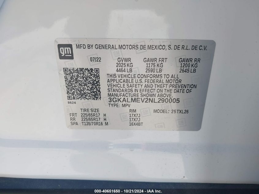 3GKALMEV2NL290005 2022 GMC TERRAIN photo no. 9