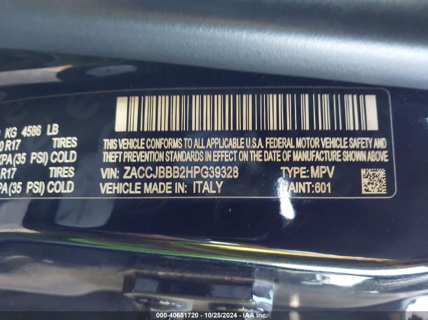 2017 JEEP RENEGADE LATITUDE 4X4 - ZACCJBBB2HPG39328