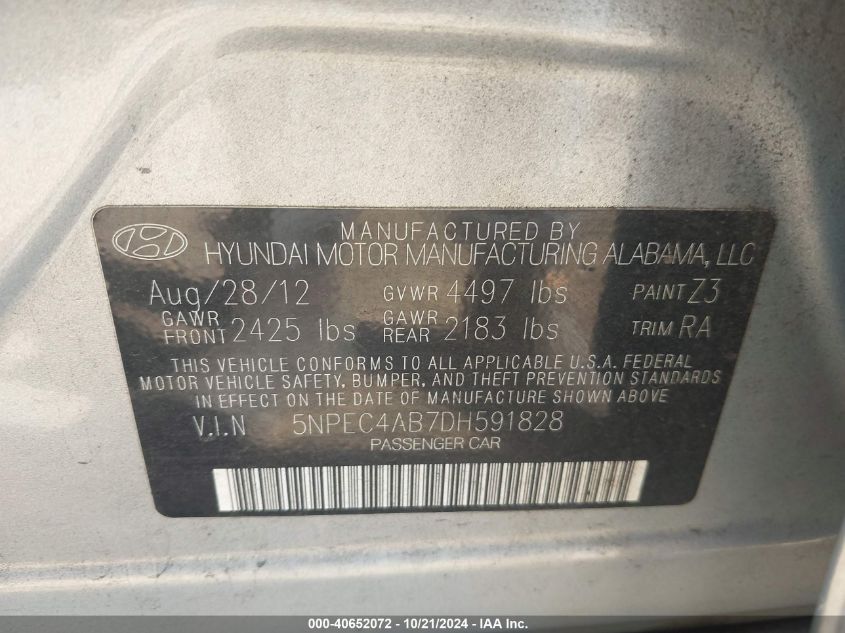 2013 HYUNDAI SONATA LIMITED 2.0T - 5NPEC4AB7DH591828