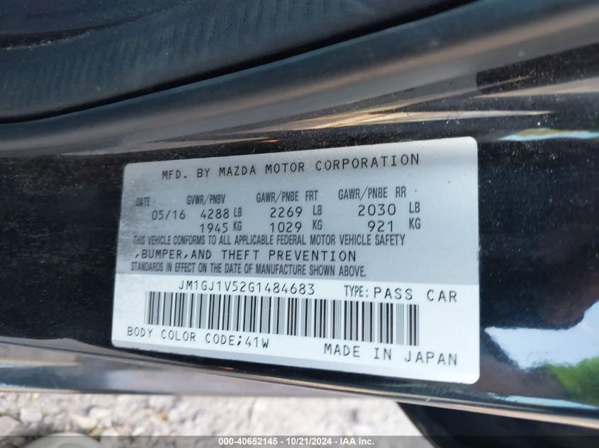 2016 MAZDA MAZDA6 I TOURING - JM1GJ1V52G1484683