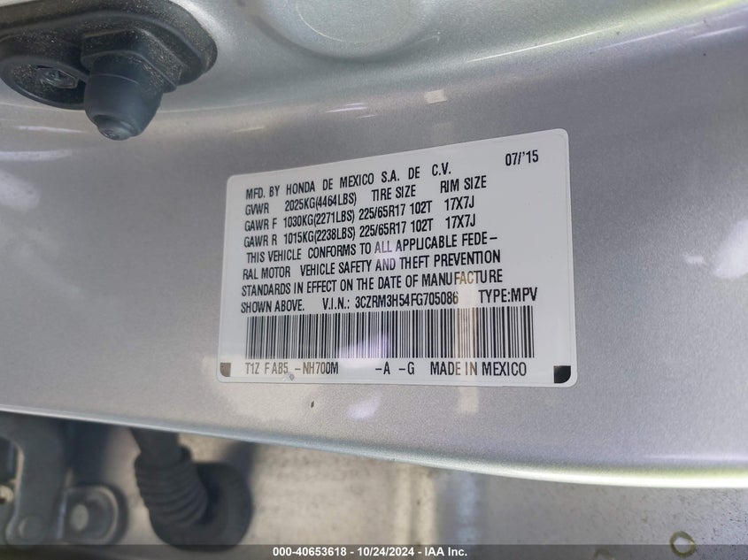 2015 HONDA CR-V EX - 3CZRM3H54FG705086