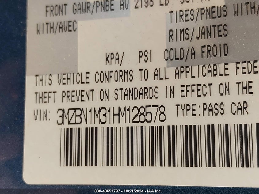 2017 MAZDA MAZDA3 GRAND TOURING - 3MZBN1M31HM128578