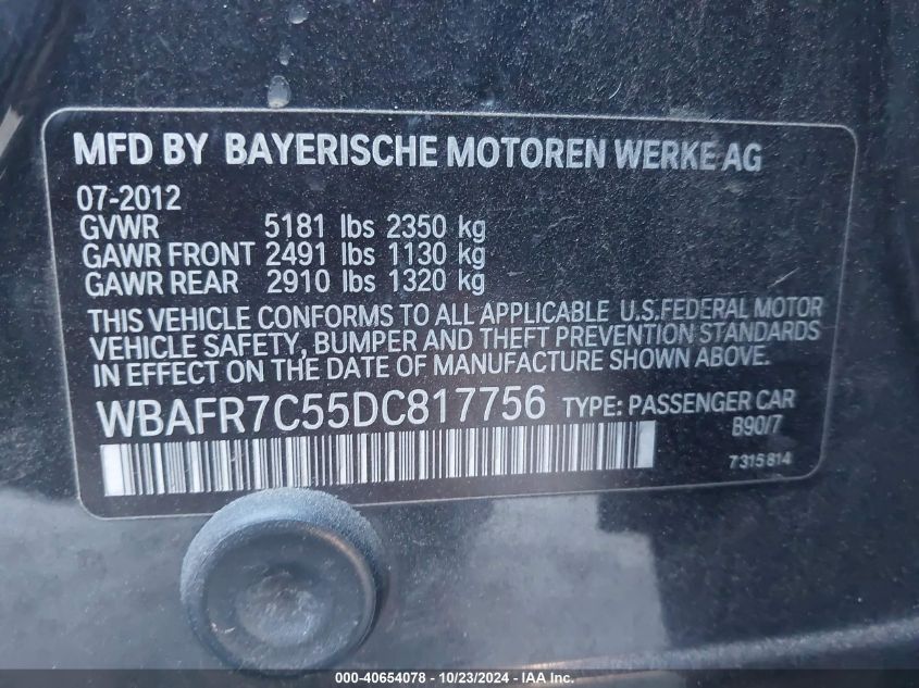 2013 BMW 535I - WBAFR7C55DC817756