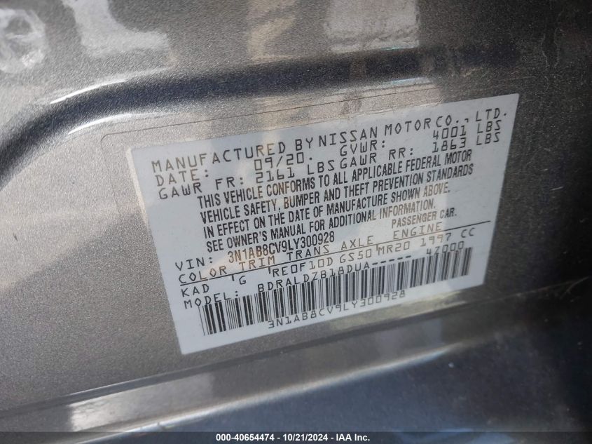 2020 NISSAN SENTRA SV XTRONIC CVT - 3N1AB8CV9LY300928