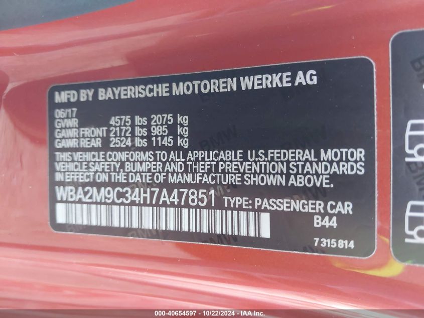 VIN WBA2M9C34H7A47851 2017 BMW 230I no.9