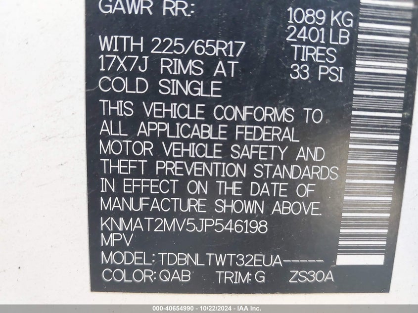 2018 NISSAN ROGUE SV - KNMAT2MV5JP546198