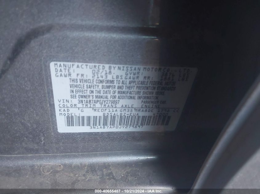 2018 NISSAN SENTRA S - 3N1AB7AP0JY279897