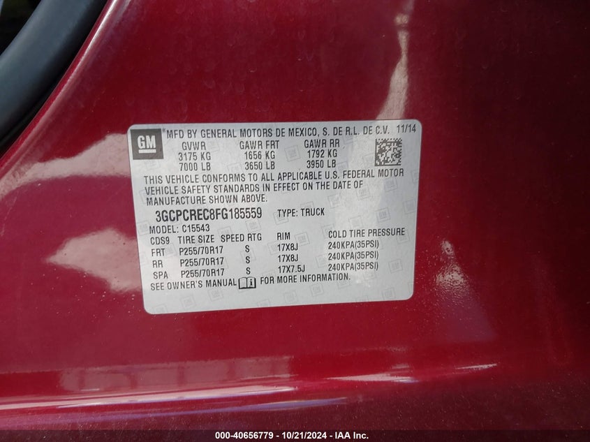 2015 CHEVROLET SILVERADO 1500 1LT - 3GCPCREC8FG185559