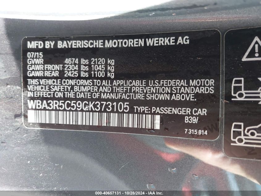 VIN WBA3R5C59GK373105 2016 BMW 435I, Xdrive no.9