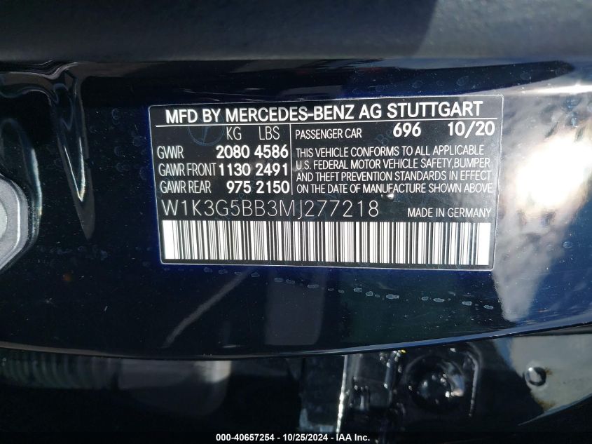 2021 Mercedes-Benz Amg A 35 4Matic VIN: W1K3G5BB3MJ277218 Lot: 40657254